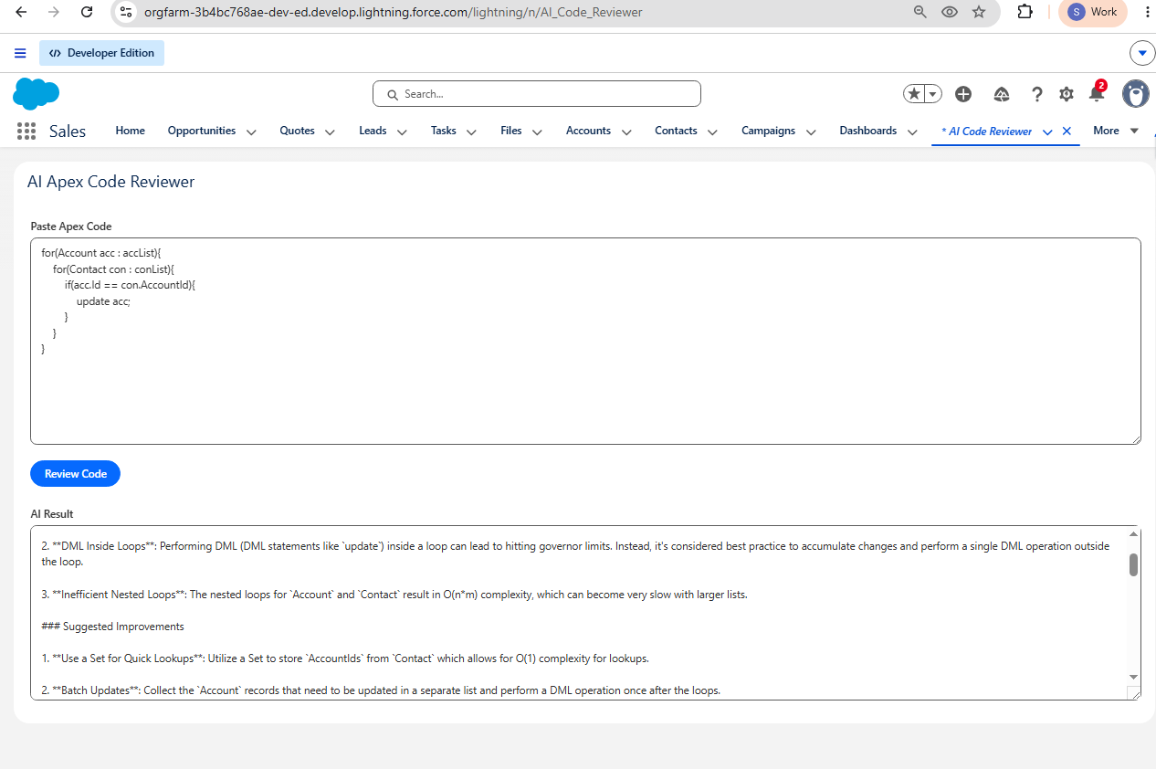 Apex Code Reviewer Step 1